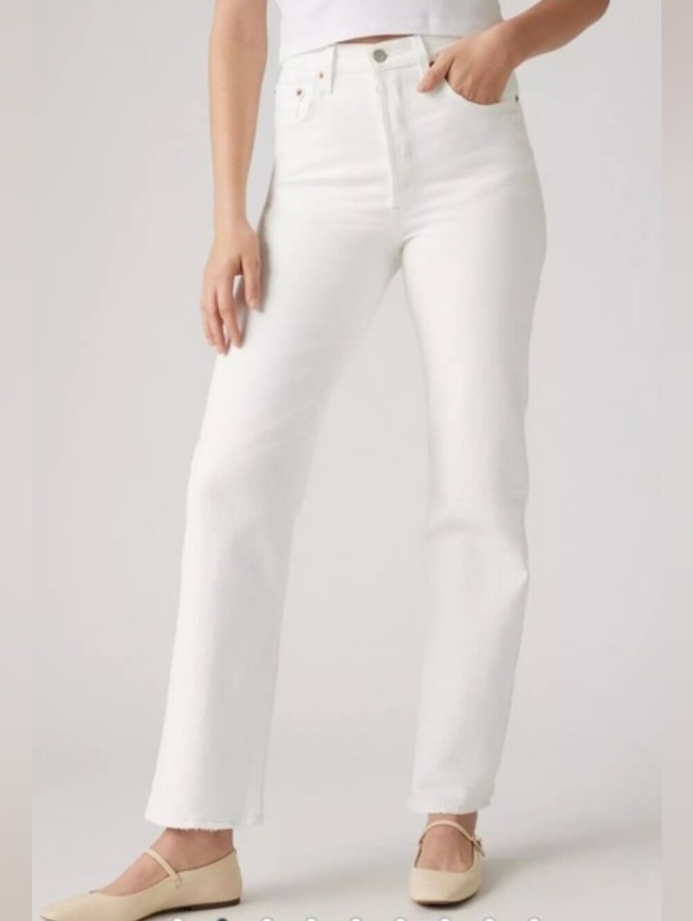 Levis Premium High-Rise Straight Leg Women's Jeans in White